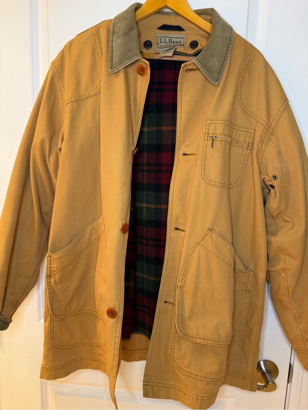 Vintage L.L. Bean Men's Tan Canvas Work Coat w/ wool detachable liner size M